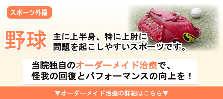 主に上半身、特に上肢に問題を起こしやすい野球の怪我。回復とパフォーマンス向上を